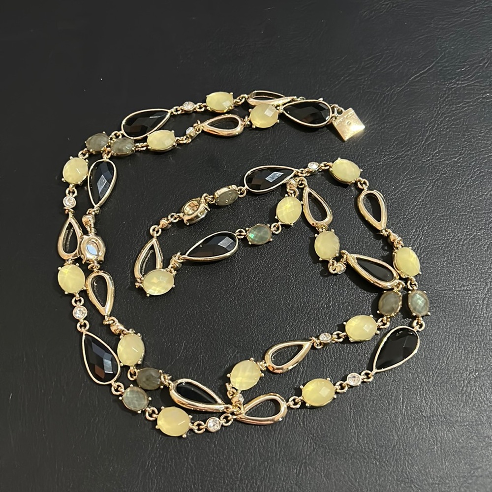3/$15 Long gold/black/cream choker/necklace